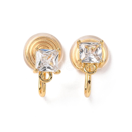 Brass Micro Pave Cubic Zirconia Ear Cuff Findings KK-F898-15B-G-1