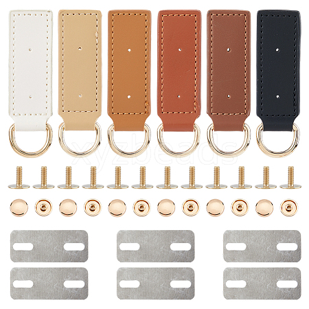 6 Bags 6 Styles Alloy D Ring Clasps with PU Leather Tab FIND-FH0017-23-1