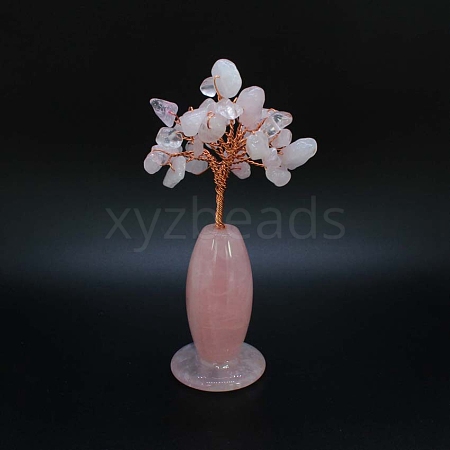 Natural Rose Quartz Vase Gravel Fortune Tree Mini Home Creative Office Decoration Crafts Small Ornaments PW-WG4D1F4-02-1