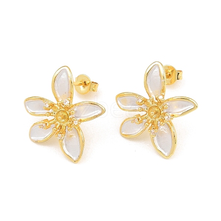 Brass Micro Pave Cubic Zirconia Stud Earring Findings CU-CBAA5EE-04G-03-1