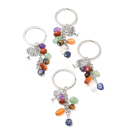 Natural Gemstone Keychains TREE-PW0001-03I-1