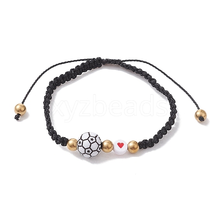 Sport Theme Acylic & Alloy Braided Bead Bracelet BJEW-JB10122-02-1