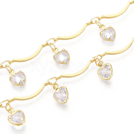 Brass Glass Scalloped Bar Chains CHC-T018-08G-1