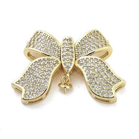 Brass Micro Pave Clear Cubic Zirconia Fold Over Clasps KK-Z080-02G-1