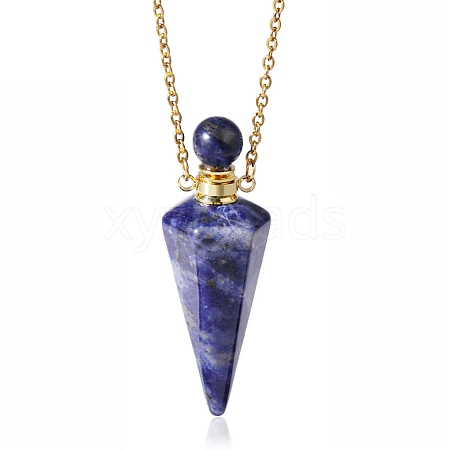 Natural Sodalite Perfume Bottle Pendant Necklace PW-WG8F691-04-1