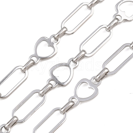 304 Stainless Steel Heart & Oval Link Chains CHS-B013-02P-1