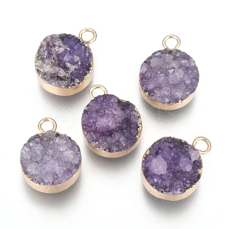 Natural Druzy Agate Pendants G-L566-A01-1