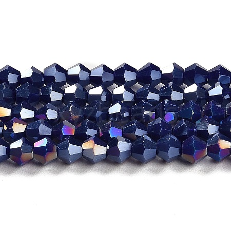 Opaque Solid Color Electroplate Glass Beads Strands EGLA-A039-P4mm-B10-1