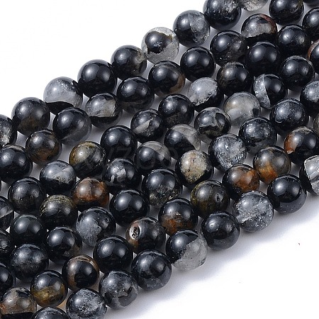 Natural Black Tourmaline Beads Strands X-G-F666-05A-4mm-1