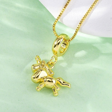 Brass Unicorn Pendant Necklaces for Women NJEW-C071-04G-1