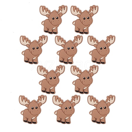 10Pcs Cartoon Elk Silicone Beads JX706A-1