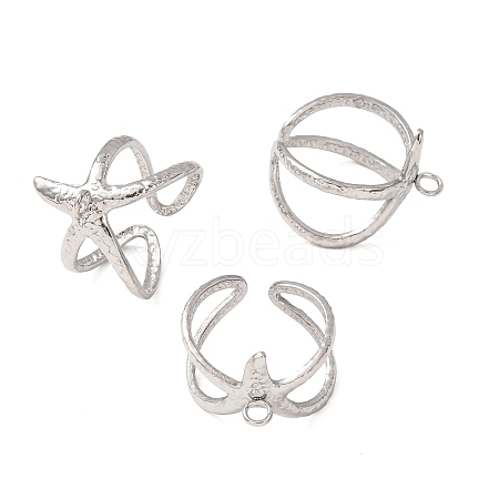 Starfish 304 Stainless Steel Cuff Ring Settings SA-CBA7DC2-01P-1