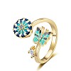 Helm & Butterfly Rotating Ring with Rhinestones and Enamel PW-WGF8FAA-02-1