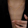 304 Stainless Steel Ball Chain Long Tassel Y Necklaces for Women FS-WG75565-01-2