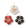 3Pcs 3 Colors Natural Malaysia Jade(Dyed) & White Jade & Black Onyx(Dyed & Heated) Beaded Star Pendants PALLOY-JF03144-1