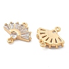 Brass Clear Cubic Zirconia Connector Charms KK-G516-08G-2