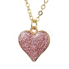 Alloy Indian Red Enamel Heart Pendant Neckiaces with Glitter Powder for Women NJEW-JN05002-1