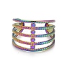 Rainbow Color Ion Plating(IP) 304 Stainless Steel Chunky Open Cuff Ring for Women RJEW-A005-35MC-1