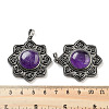 Natural Amethyst & Brass Pendants G-K338-09AS-03-3