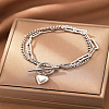 304 Stainless Steel Curb & Paperclip Chain Multi-layered Bracelets FS-WG8A90B-02-1