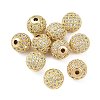 Round Brass Micro Pave Cubic Zirconia Beads ZIRC-N016-01G-10mm-5