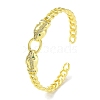 Snake Brass Micro Pave Clear Cubic Zirconia Cuff Bangles for Women BJEW-Z061-19G-1