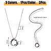 FIBLOOM 3Pcs 3 Colors Titanium Steel Pendant Necklaces Set NJEW-FI0001-57-2