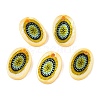 Natural Freshwater Shell Double Face Printed Oval Charms SHEL-T020-05D-1