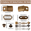36 Bags 3 Colors Iron Baseball Hat Cap Buckle Strap Clasp Clip Kits IFIN-CY0001-03-2