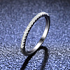 Rhodium Plated 925 Sterling Silver Micro Pave Moissanite Plain Band Rings WGF7D9C-19-1