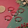 5Pcs 5 Styles Adjustable Red Green Round Wood Braided Bead Bracelet Sets BJEW-JB09928-S-1
