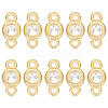 10Pcs 925 Sterling Silver Pave Clear Cubic Zirconia Flat Round Links Connector Charms STER-BC0004-22G-1