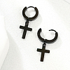 Hip-hop Style 201 Stainless Steel Cross Pendant Hoop Earring for Women UB5113-3