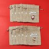 12Pcs 12 Styles Christmas Printed Burlap Packing Pouches Drawstring Bags ABAG-FS0001-03A-7