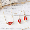 Rugby Zinc Alloy Enamel Pendant Necklaces & Dangle Earrings Sets FS-WGFCE0C-01-1
