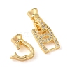 Rack Plating Brass Micro Pave Clear Cubic Zirconia Fold Over Clasps KK-S384-12G-2