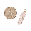 2Pcs 2 Styles Natural Rose Quartz Double Terminated Pointed Pendants PALLOY-JF03122-03-2