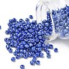 6/0 Opaque Colors Lustered Round Glass Seed Beads X-SEED-A012-4mm-128-1