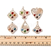 30Pcs 6 Styles Iron & Glass Pendants IFIN-FS0001-52-5