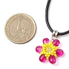 Glass Rhinestone & Glass Seed Beads Beaded Flower Pendant Necklaces NJEW-MZ00078-03-3