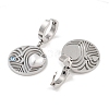 Left and Right Flat Round with Heart 304 Stainless Steel Dangle Earrings EJEW-L283-073P-2