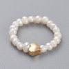 Stretch Natural Cultured Freshwater Pearl Finger Rings RJEW-JR00296-02-1