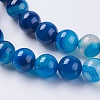 Round Dyed Natural Striped Agate/Banded Agate Beads Strands G-G582-8mm-10-3