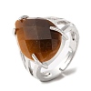 Natural Tiger Eye Teardrop Adjustable Rings RJEW-K241-03P-12-3