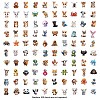 100Pcs Happy Animal Theme PVC Self-Adhesive Stickers PW-WG2A97C-01-3