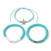 3Pcs 3 Styles Synthetic Moonstone & Hematite Starfish Stretch Bracelets Set BJEW-JB10033-4