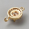 Light Gold Plated Brass Pave Cubic Zirconia Connector Charms KK-CJC0001-41KCG-05-2