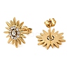 PVD Vacuum Plating 304 Stainless Steel Sun Stud Earings with Rhinestone EJEW-M224-03G-2