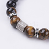 Natural Obsidian & Tiger Eye Stretch Bracelets BJEW-P188-06B-2