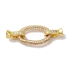 Oval Rack Plating Brass Micro Pave Clear Cubic Zirconia Fold Over Clasps KK-A225-14G-1